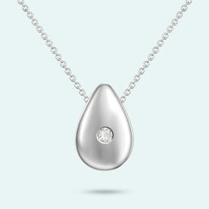 Sterling Silver Love Drop Crystal Pendant