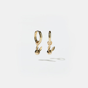 Sterling Silver Gold Plated Bunny Charm Earrings