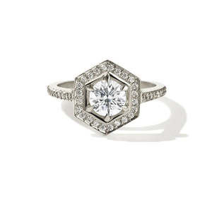 9k White Gold Hex Engagement Ring