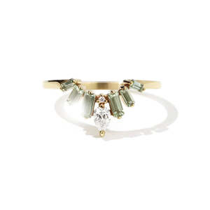 Meadowlark: 9k Yellow Gold Etta Diamond & Green Sapphire Ring