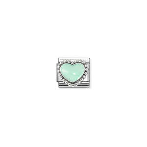 Composable Classic Link 330204/35 Pastel Green Heart In 925 Silver & Enamel