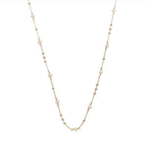 Necklaces: Dotty Necklace Pearl + Gold