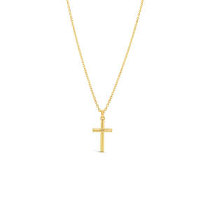 Necklaces: 9k Yellow Gold Small Polished Cross Pendant