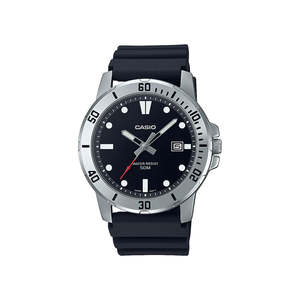 Casio: Mens Stainless Steel & Resin Strap Watch - MTPVD01-1E