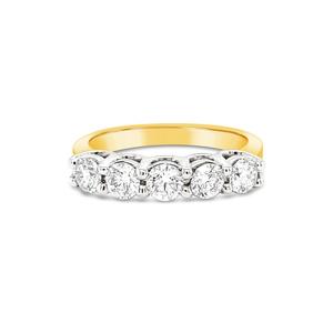 18k Yellow & White Gold 5 Stone 1.00ct Diamond Ring