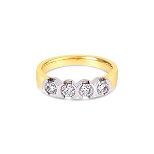 Womens Wedding Rings: 9k Yellow & White Gold 4 Stone Diamond Ring