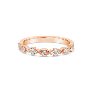 Womens Wedding Rings: Vintage Style 9k Rose Gold Diamond Anniversary Band Ring
