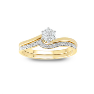 Womens Wedding Rings: 9k Yellow Gold 0.60ct Diamond Bridal Ring Set
