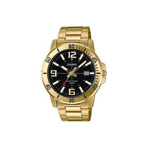 Casio Mens Gold Plated Diver Look 50m Watch - MTPVD01G-1B