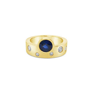 9k Yellow Gold 1.48ct Royal Blue Sapphire & Diamond Ring