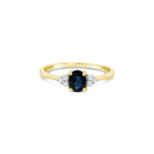 Rings: 9k Yellow Gold Sapphire & Diamond Dress Ring