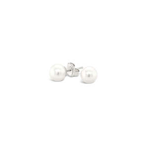 Bridal Jewellery: Sterling Silver 6-6.5mm Round Fresh Water Pearl Stud Earrings