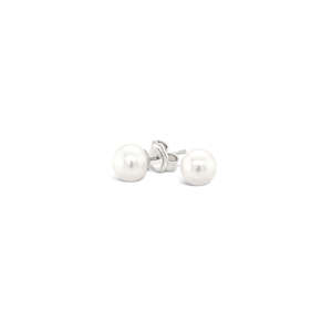 Sterling Silver 5-5.5mm Round Fresh Water Pearl Stud Earrings