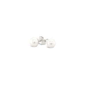 Sterling Silver 4-4.5mm Round Fresh Water Pearl Stud Earrings