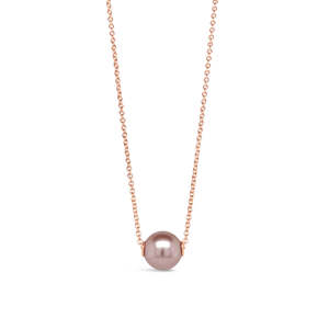 9k Rose Gold & Pink Fresh Water Pearl Necklace