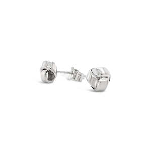 Earrings: 9k White Gold 3 Fold Small Knot Stud Earrings