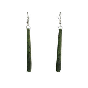 Earrings: Sterling Silver Kawakawa Pounamu Drop Earrings