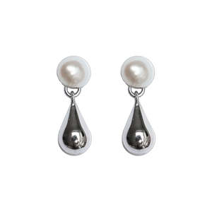 Boh Runga: Sterling Silver Droplet Moon Glow Stud Earrings