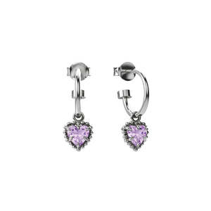 Dahlia's Heart Anchor Earrings - Amethyst