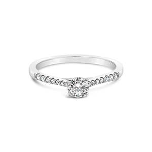 Womens Wedding Rings: 9k White Gold 4 Claw Diamond Solitaire Ring