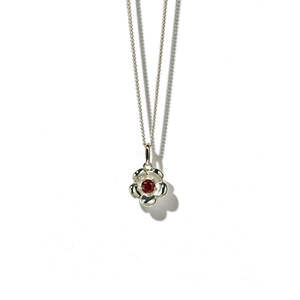Meadowlark: Sterling Silver Posie Charm Necklace - African Garnet