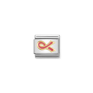 Nomination: Composable Classic Link 030208/29 Pink Ribbon in 18k Gold & Enamel