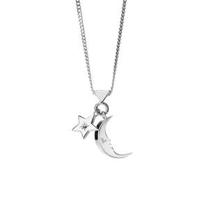 Karen Walker: Sterling Silver Moon and Star Charm Necklace