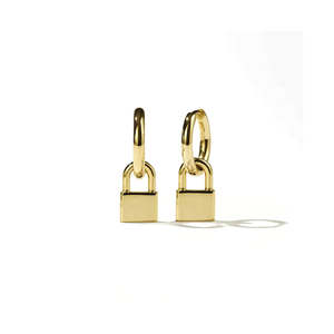 Gold Plated Sterling Silver Locked Charm Earrings