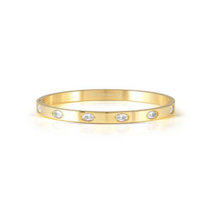 Pretty Bangles Gold With White CZ - Size Large