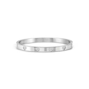 Nomination: Pretty Bangles Stainless Steel Hearts With CZ - Size Medium