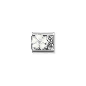 Nomination: Composable Classic Link 330325/01 Flowers With White Enamel In 925 Silver & CZ