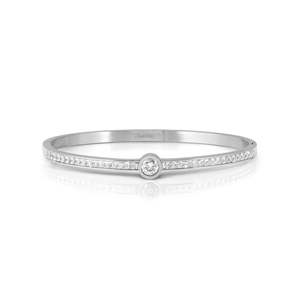 Pretty Bangles Stainless Steel With White CZ - Size Medium