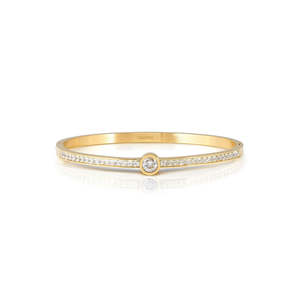 Pretty Bangles Gold With White CZ - Size Medium