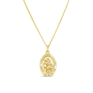 9k Yellow Gold Oval St Christopher Pendant