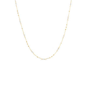 Dotty Necklace Crystal Quartz + Gold