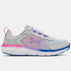 Laces: UA Girls GGS Assert 9 Halo Gray/White/Vivid Lilac
