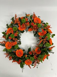 Sympathy Wreath Orange - Jan Maree Flowers