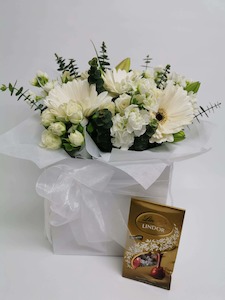 Products: White Mixed Posy & Chocolates - Jan Maree Flowers