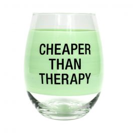 Wine Glass: Cheaper Than Therapy (mint) Af188261