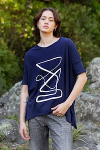 Harper Xavier: Iza Tee (Blue) Contour Print