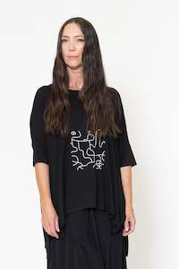 Harper Xavier: Iza Tee (Black) Maze Print