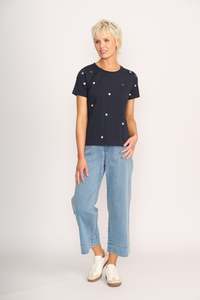 T SHIRT  EMBROIDERY Navy Spot
