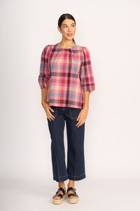 Memo: TOP - VOLUME SLV V-NECK Rose Check
