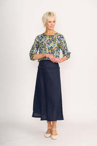 Foil: ELASTIC HEM TOP Navy Floral