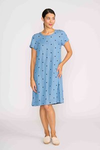 SHORT SLEEVE A LINE DRESS Blue Spot