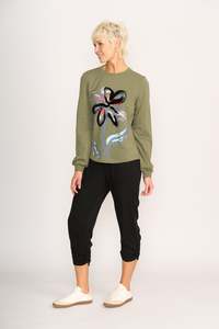Sweater: SWEATER - WANDER Sage Flocked Floral