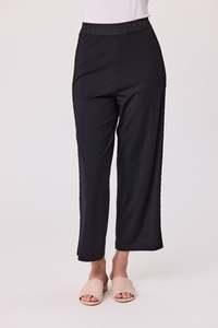 Pants: Donna Side Trim 7/8 Palazzo Pant in Black
