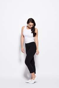 Pants: Pants  7/8 Eyelet Trim  Black
