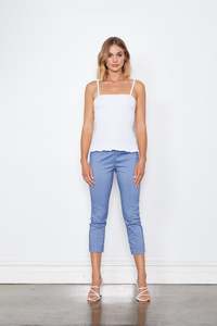 Pants  7/8 Eyelet Trim  Blue