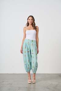 Pants: Pant Garden Block Print & Tapered Hem